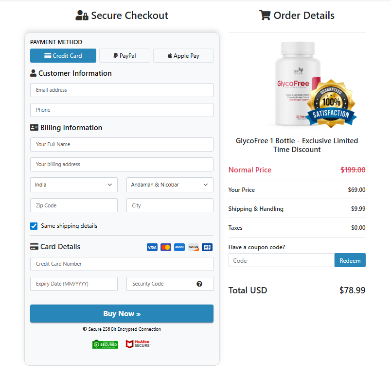 glycofree order page